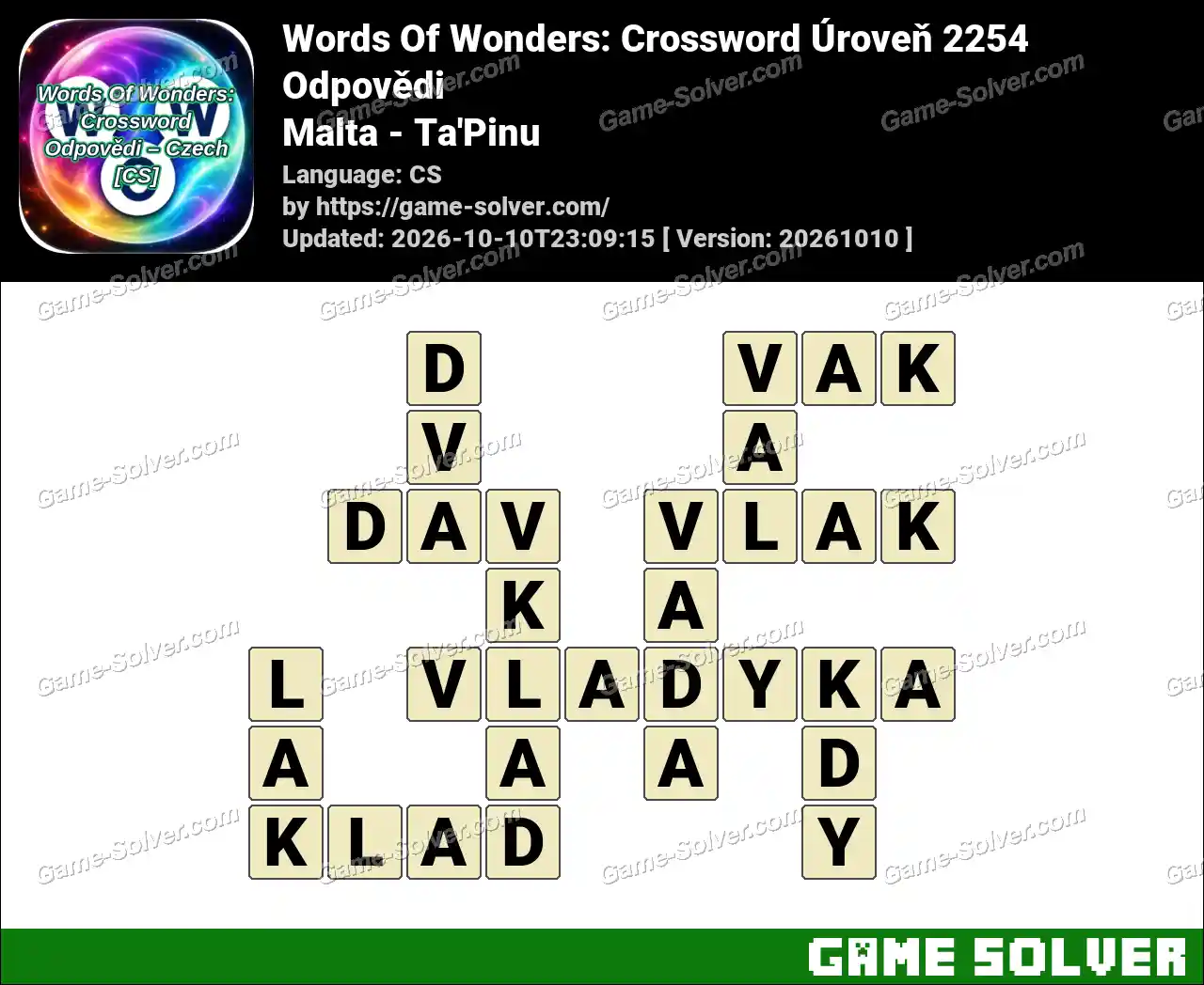 Words Of Wonders: Crossword Úroveň 2254 Odpovědi – Malta – Ta’Pinu